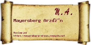 Mayersberg Arzén névjegykártya